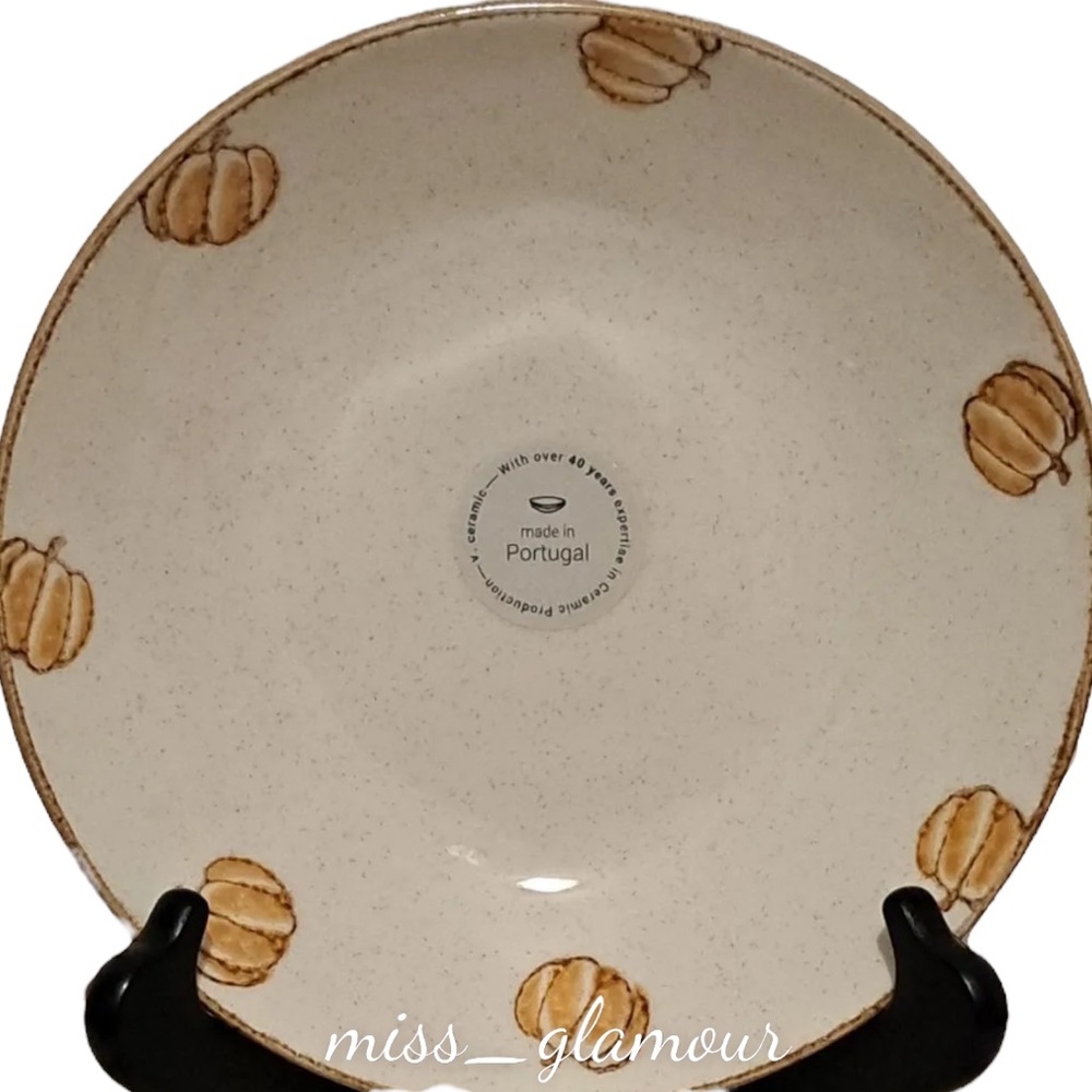 Made in Portugal Set of 6 Pumpkin Border Pasta Bowls Fall Thanksgiving NEW